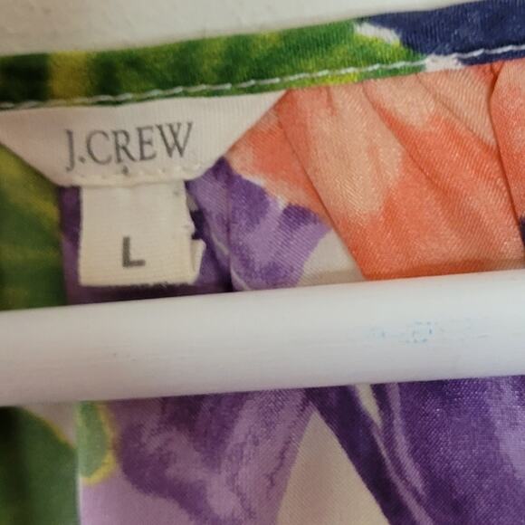 J. Crew Multicolored Floral Silk Tunic Coverup Large - Picture 5 of 9